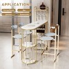 63" x 15" Modern Kitchen Bar Height Dining Table Wood Breakfast Pub Table with Gold Base with Shelves,Glass Rack,Wine Bottle Rack-Maison Boucle - 3 of 4