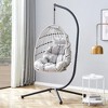 NAYSAYE Patio Swing Heavy Duty Iron Hanging Chair with Wicker Weave and Cushion for Garden and Balcony Relaxation, Light Gray, 36.61"*78.74"*50" - 2 of 4