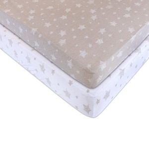 Ely's & Co. Baby Fitted Crib Sheet 100%  Combed Jersey Cotton 2 Packs Gender Neutral - 1 of 4