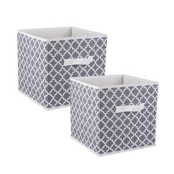Set of 2 13"x13"x13" Nonwoven Polyester Lattice Storage Cube Gray - Design Imports