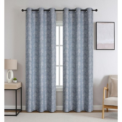 Kate Aurora 2 Piece Versailles Floral Grommet Top Window Curtain Panels
