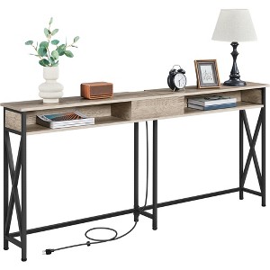 Yaheetech 71in Extended Sofa Table Wooden Console Table with 2 Outlet and 2 USB Ports, Gray - 1 of 4