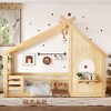 Twin/Full Montessori Bed Frame House Floor Bed, Platform Bed with Window, Built-in Shelf & House-Shaped Roof - ModernLuxe - 2 of 4