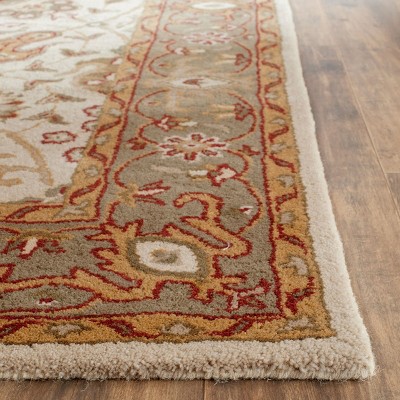 Ivory and Gray Handmade Wool Tufted Area Rug, 4' x 6'