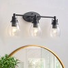 Dewdrop Modern 3-Light Bathroom Vanity Light in Black Finish with Seeded Glass Shade - 3 of 4