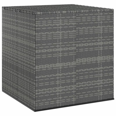 vidaXL Cushion Box Grey PE Rattan, Powder-Coated Steel Large Cushion Box