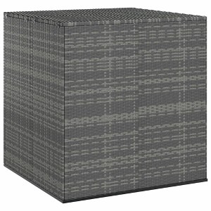 vidaXL Cushion Box Grey PE Rattan, Powder-Coated Steel Large Cushion Box - 1 of 2