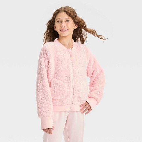Girls' Quilted Fleece Jacket - All In Motion™ Coral Red Xl : Target