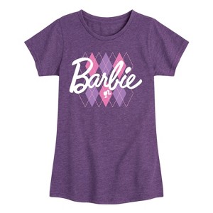 Girls' - Barbie - Argyle Fitted Short Sleeve Graphic T-Shirt - 1 of 4
