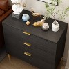 FUFU&GAGA Black Nightstand Bedside Dresser Storage with 3 Drawers and Metal Feet - 3 of 4