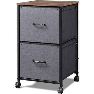 GALAXHERO  2 Drawer Mobile File Cabinet, Rolling Printer Stand, Fabric Vertical Filing Cabinet fits A4 or Letter Size for Home Office - 1 of 4