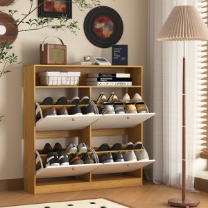 KWPZQEB Shoe Cabinet with Flip Drawers, Hidden Wood Shoe Cabinet, Freestanding Shoe Storage Cabinet for Entryway & Hallway - 1 of 4