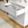 Homhougo 3 Drawer Dresser, Wood Chest Drawers with Storage for Closet, Bedroom, Drawers Dresser Modern Bedside Nightstand with Gold Handles, Grey - 3 of 4