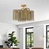 PAKOKULA Modern 19.7 in. 5-Light Gold Spiral Semi-Flush Mount Ceiling Light with Chain-Link Metal Shade - 4 of 4