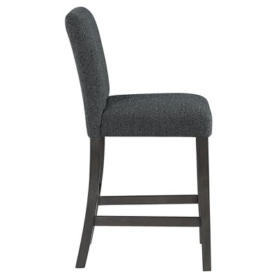 Alba Boucle Upholstered Black Wood Counter Stools Set of 2