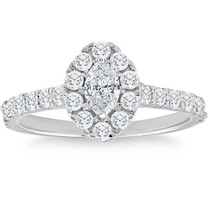 Pompeii3 1Ct TW Marquise Diamond Halo Engagement Ring in White, Yellow, or Rose Gold - 1 of 4
