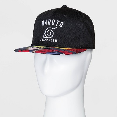 Men's Naruto Flat Brim Baseball Hat - Black One Size