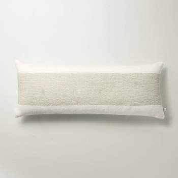 12"x30" Center Color Block Lumbar Throw Pillow Cream/Sage Green - Hearth & Hand™ with Magnolia