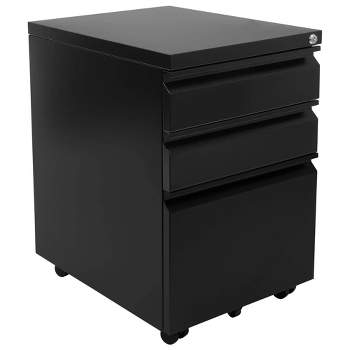 Mount-It! 3 Drawer Cabinet for Under Desk with Wheels | Rolling Storage with Lock for Files & Materials, Mobile Space Saving for Home & Office - Black