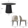 5-Piece Modern Black Dining Table Set, 46" Round Pedestal Table and 4 Upholstered Linen Chairs for Kitchen or Small Spaces-Maison Boucle - 4 of 4