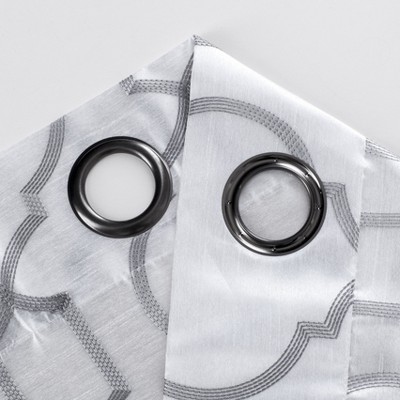 White Faux Silk Semi-Sheer Grommet Window Panels