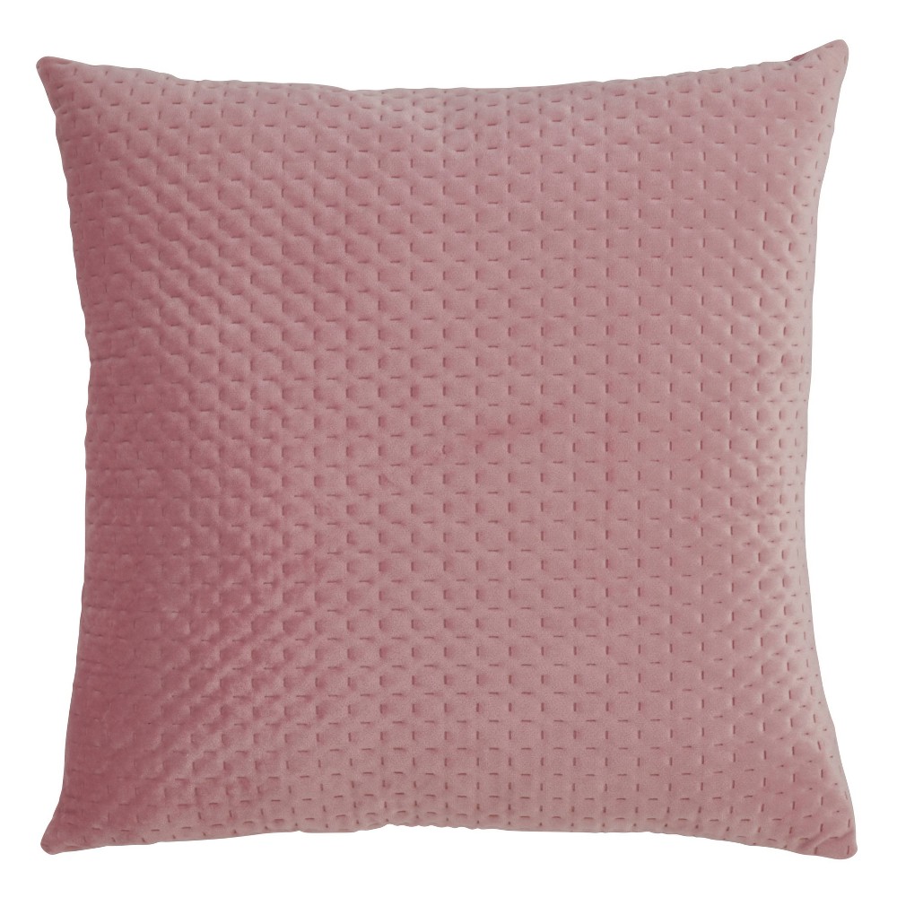 Photos - Pillow 18"x18" Pinsonic Velvet Design Poly-Filled Square Throw  Dusty Rose