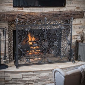 NicBex Lattice Fireplace Screen Fireplace Cover Large Double Panel with Hinged Doors for Living Room - 1 of 4