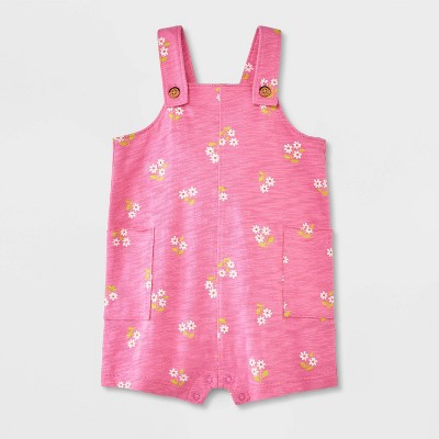Image of Baby Girls' Printed Floral Coveralls - Cat & Jack™ Pink 6-9M