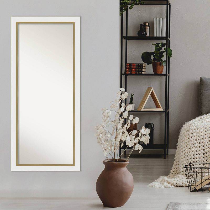 29&#34; x 65&#34; Non-Beveled Eva White Gold Full Length Floor Leaner Mirror - Amanti Art, 6 of 12