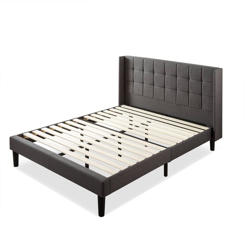 Dori Upholstered Platform Bed Frame with Wingback Headboard Gray - Zinus, 1 of 10