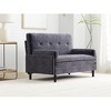 Zevemomo Futon Sofa Bed,Sleeper Pull Out Couch,Convertible with Adjustable Backrest,Velvet Fabric Upholstered 2-Seat for Living Room,Bedroom-Grey - 3 of 4
