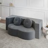 78.7" Modern Convertible Floor Sofa Bed with Round Pillows, Plush Corduroy Sleeper for Small Spaces and Guest Rooms -3irtyhousy - 2 of 4