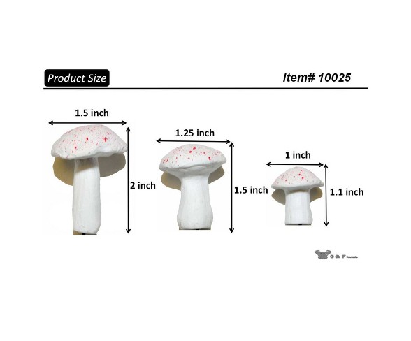 0.5-1.25" Stone Fairy Garden Miniature Mushroom Set - White - MiniGardenn