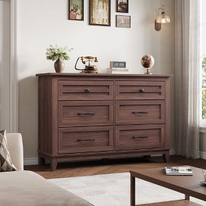6 Dresser for Bedroom, 47 in Wide Drawer Dresser with Storage Freestanding, for Living Room, Bedroom,  Wooden Closet Storage Chest - 1 of 4