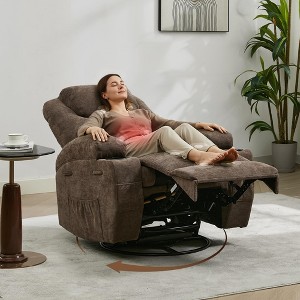 Recliner Chair with Massage & Heat, 360° Swivel Manual Recliner with Cup Holders, Side Pocket - 1 of 4