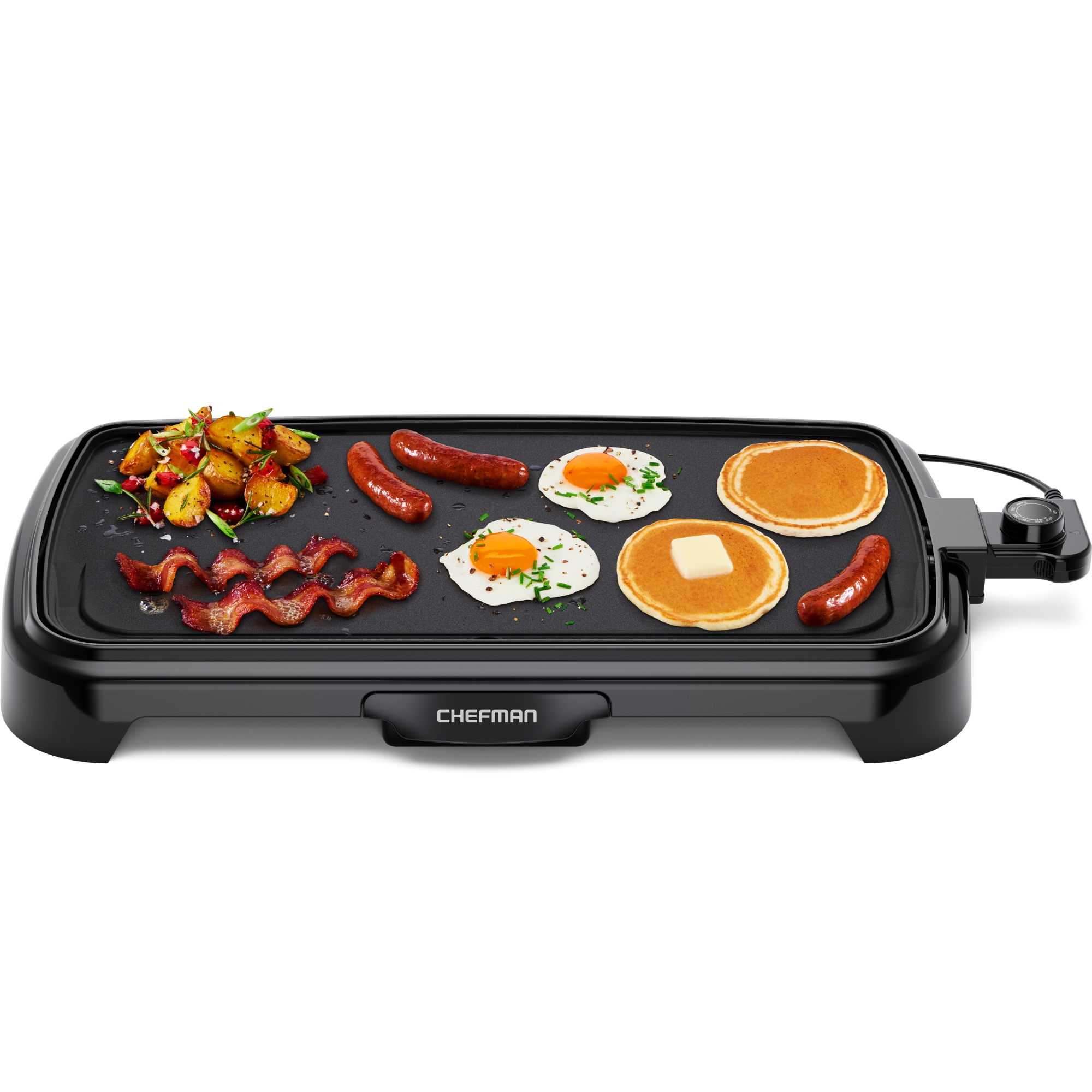 Chefman Electric Griddle w/ Immersible Flat Top, Non-Stick 10"x20" Surface, Temperature Control - Black