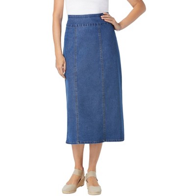 Woman Within Women's Plus Size Flex-Fit Pull-On Denim Skirt