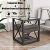NicBex Industrial 3-Tier End Table with Drawer, Tempered Glass & Metal Frame Side Table, Modern Nightstand for Bedroom, Living Room Small Table - 2 of 4