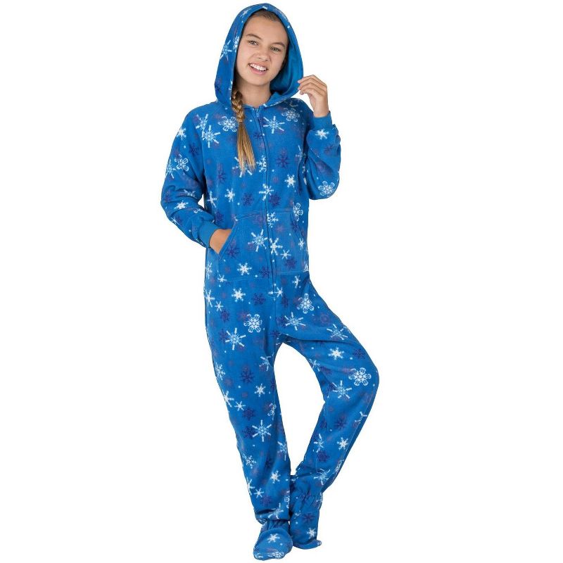 Footed Pajamas - Its A Snow Day Kids Hoodie Fleece Onesie, 3 of 5