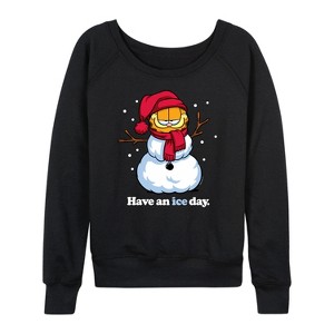 Women's - Garfield - Have An Ice Day Lightweight French Terry Wide Neck Long Sleeve Shirt - 1 of 4