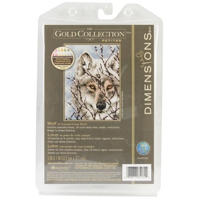 Dimensions Gold Petite Counted Cross Stitch Kit 5"X7"-Wolf (18 Count)