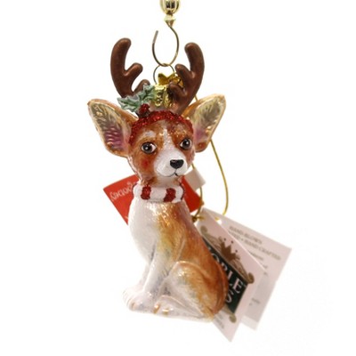 KURT ADLER 4.0 Inch Dog With Antlers Ornament Christmas Puppy Tree Ornaments