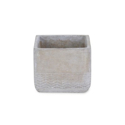 HomeRoots 6" Light Gray Geometric Cement Indoor Outdoor Rectangular Pot Planter