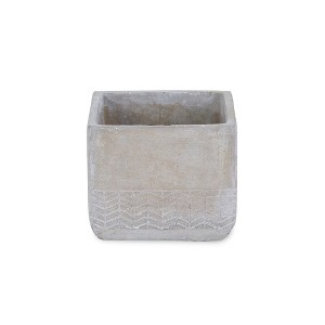 HomeRoots 6" Light Gray Geometric Cement Indoor Outdoor Rectangular Pot Planter - 1 of 4