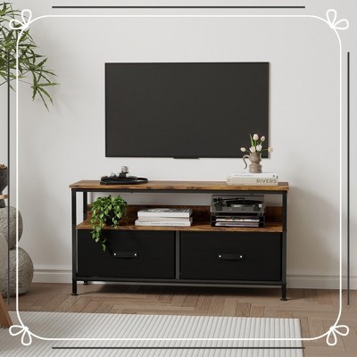 TV Stand Dresser with Storage, 2-Drawer Entertainment Center with Open Shelf
