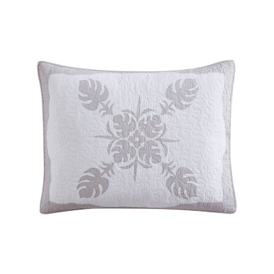 Molokai Island Inspired Reversible Cotton Full Quilt Set in Gray