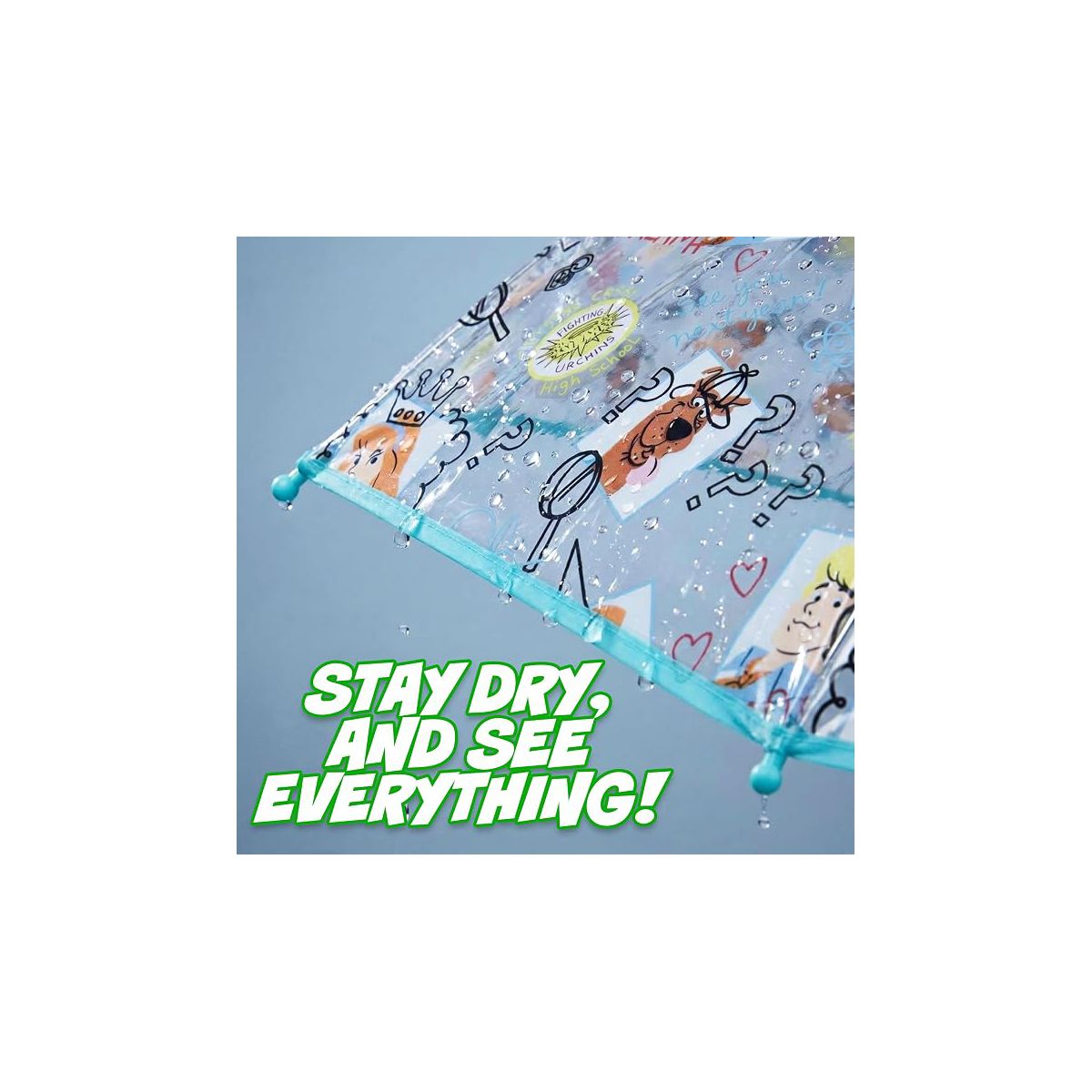 Scooby Doo Kids Umbrella for Girls - Dome Clear Bubble Umbrellas for Rain Windproof & Transparent with Easy Grip Handle Ages 3-10 - thumbnail 5