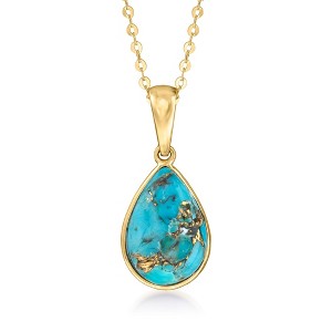 Ross-Simons Turquoise Pendant Necklace in 10kt Yellow Gold - 1 of 4