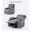Recliner Chair with Heat and Massage - 360° Swivel&Faux Leather Rocking Chair with Cup Holder for Living Rooms, Bedrooms - 2 of 4