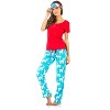 Ashford & Brooks Women's Cotton Top Eye mask & Coral Fleece Pants Pajama Set - Red Light Blue - XX-Large - 2 of 4